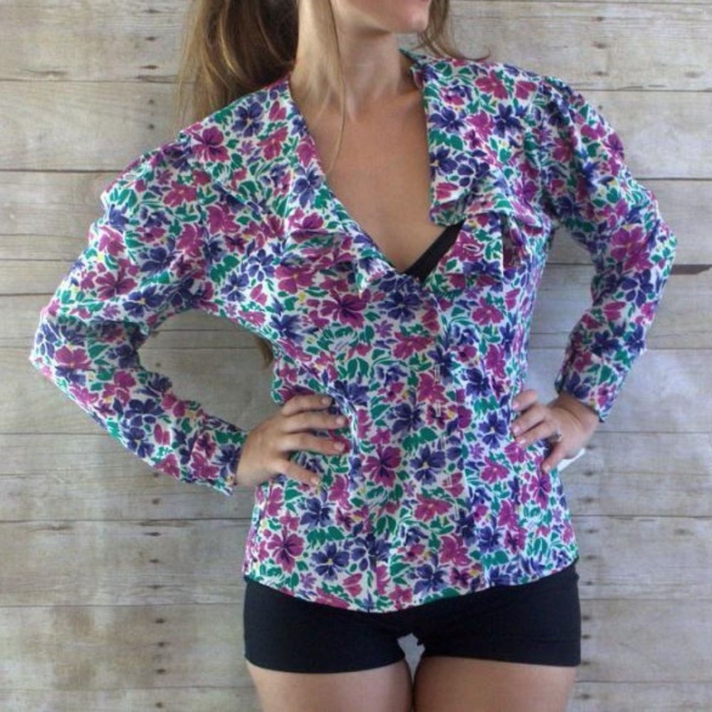 Vintage Floral Blouse Top By Peters & Ashley  8